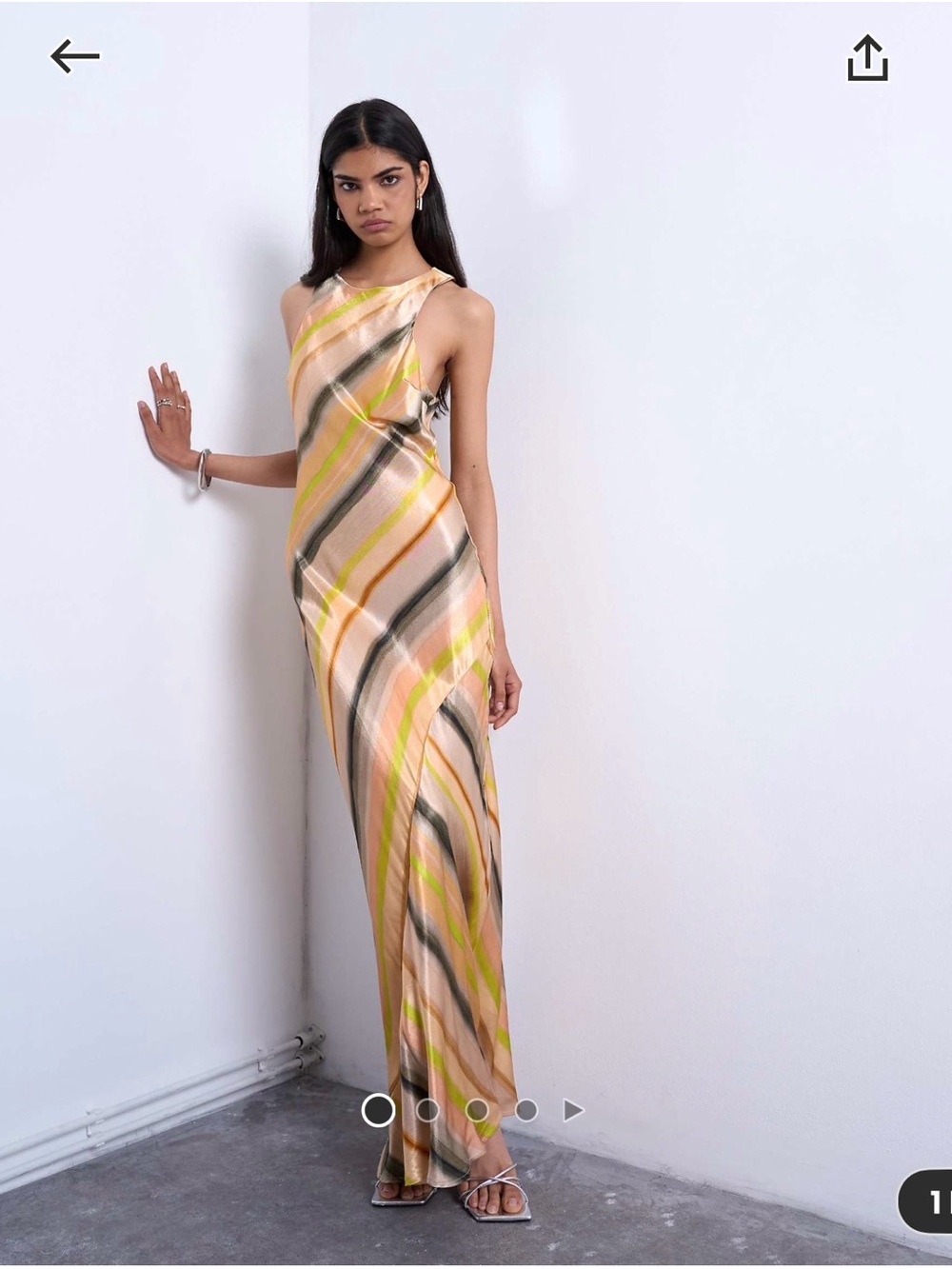 NWT: Topshop high neck racer satin midi dress in ombre stripe